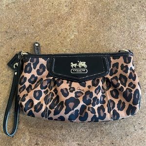 Satin leopard Coach wristlet